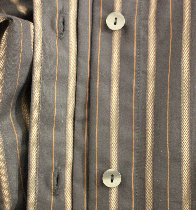 Black Striped Cotton Button Down Shirt