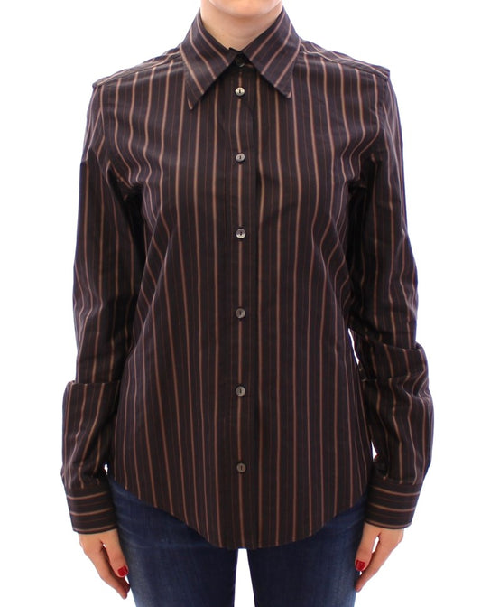 Elegant Black Striped Long Sleeve Shirt