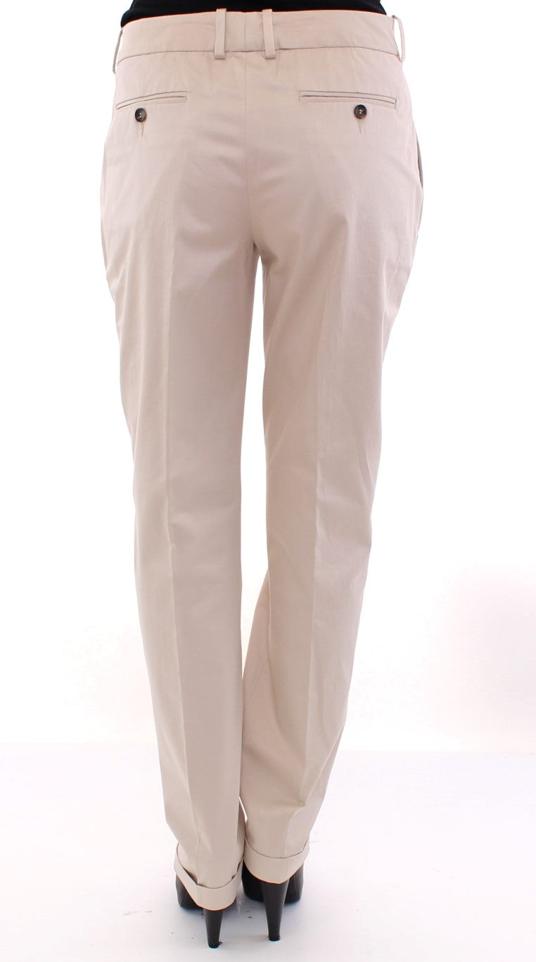 Beige Cotton Chinos Pants