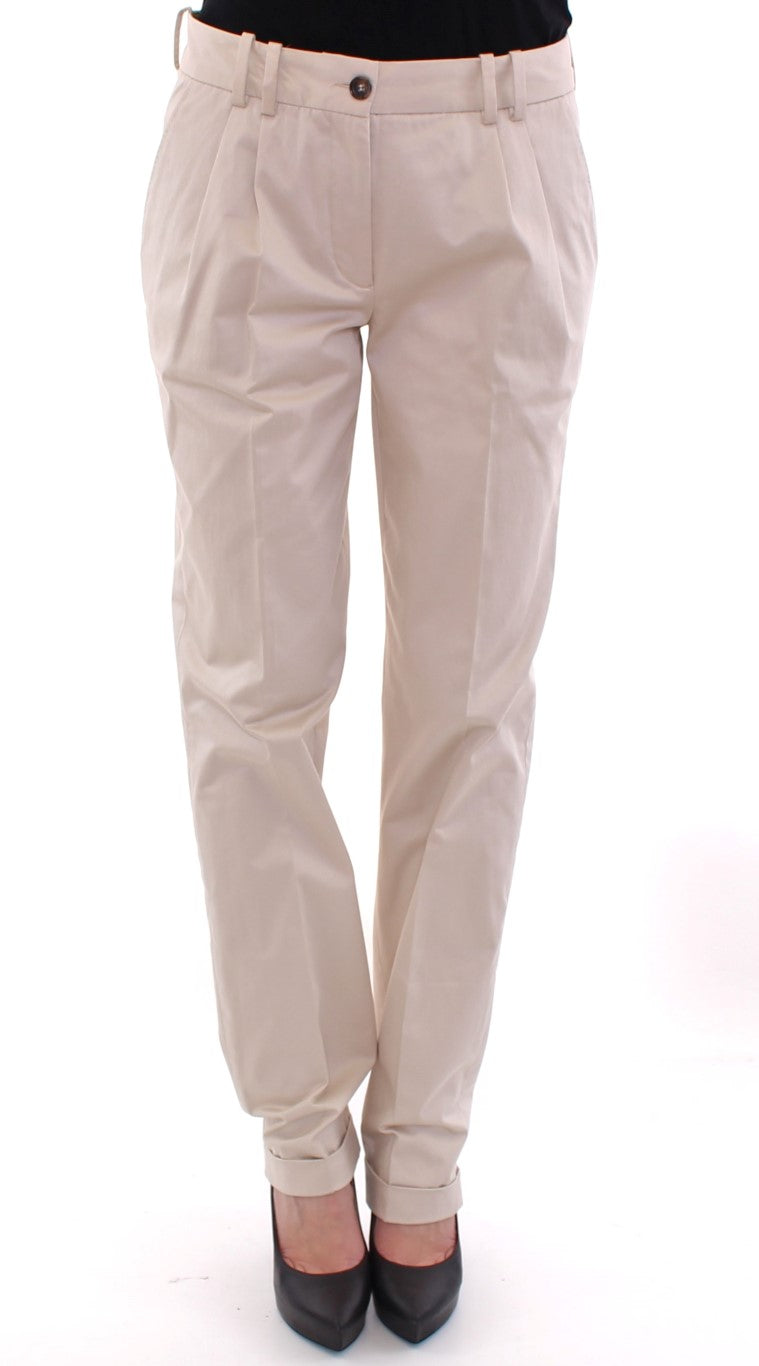 Beige Cotton Chinos Pants