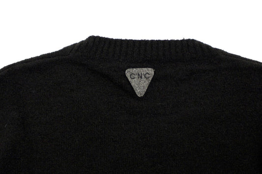 Elegant Black Striped Crewneck Sweater