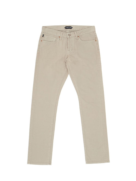 Chic Beige Straight Fit Cotton Jeans