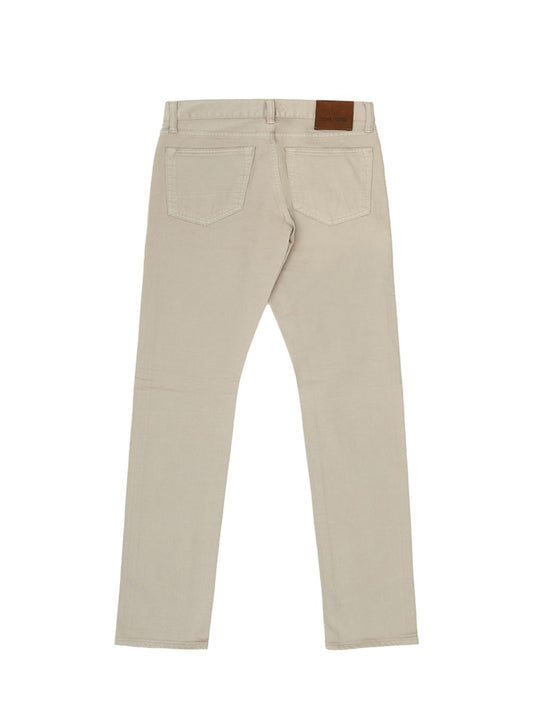 Chic Beige Straight Fit Cotton Jeans