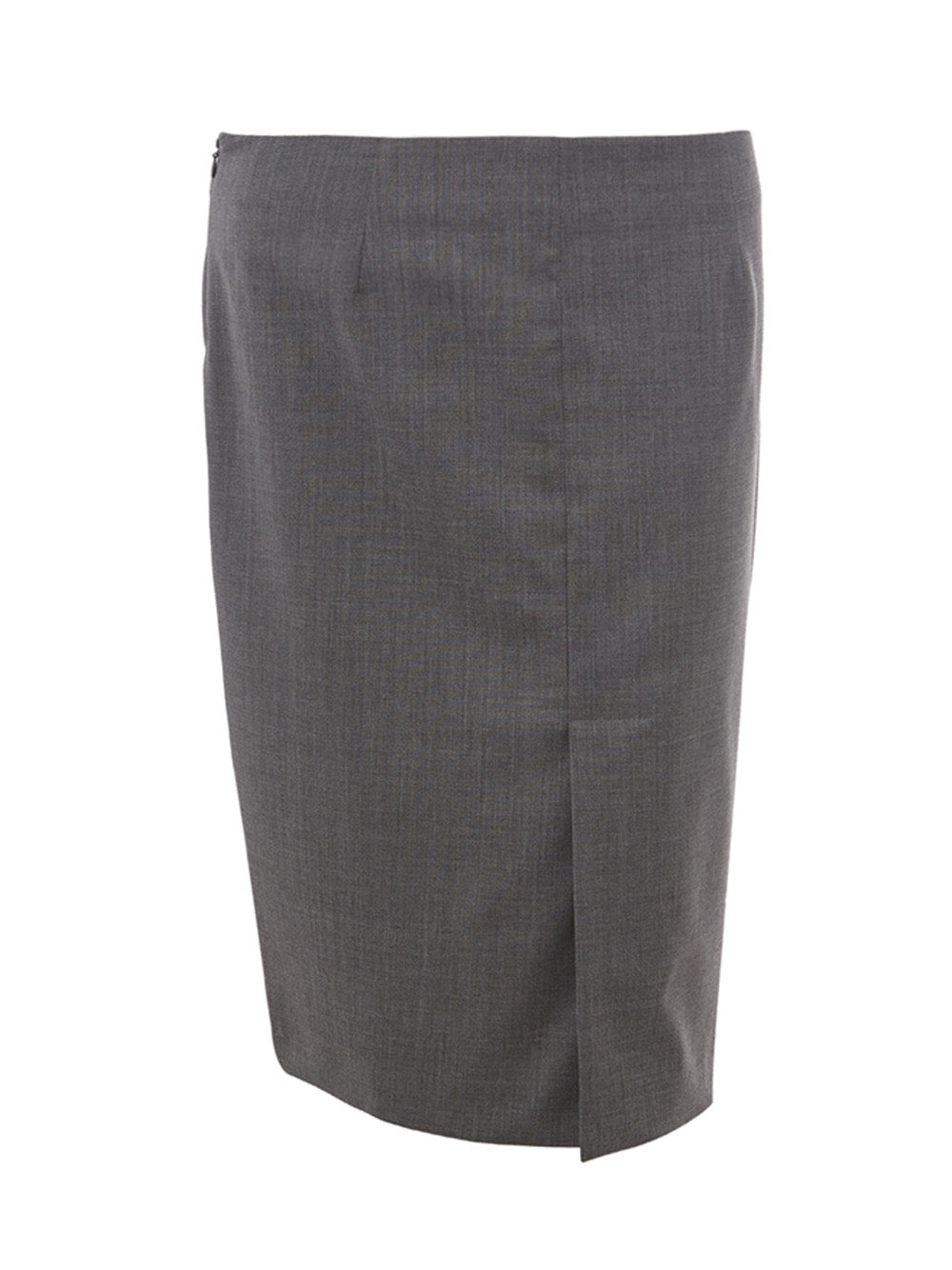 Elegant Grey Wool Pencil Skirt