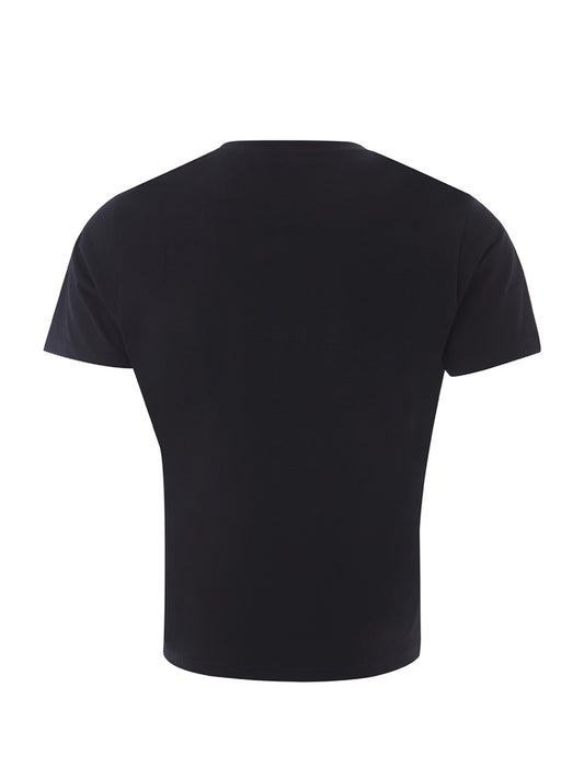 Black Cotton T-Shirt with Contrasting Eye Print