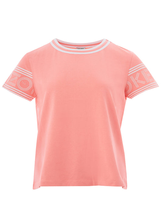 Elegant Pink Logo Sleeve Tee for Stylish Males