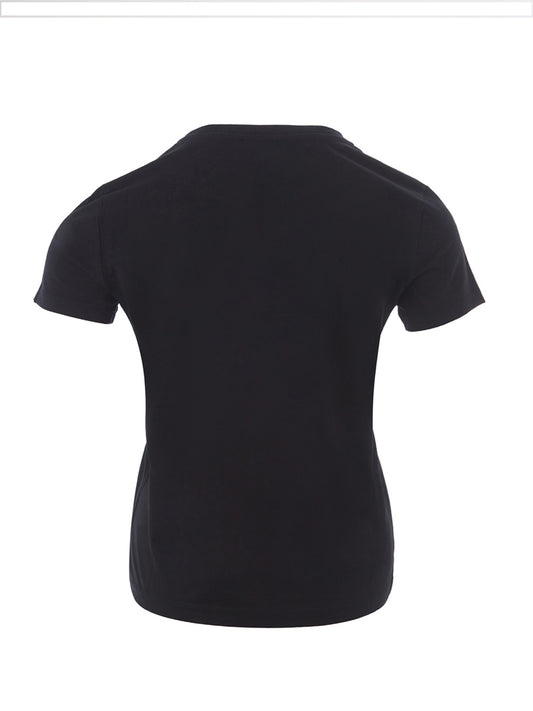 Black Cotton T-Shirt with Contrasting Eye Print on Front