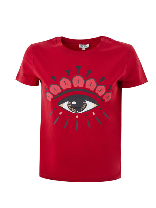 Eye-Catching Red Cotton Tee with Front Print