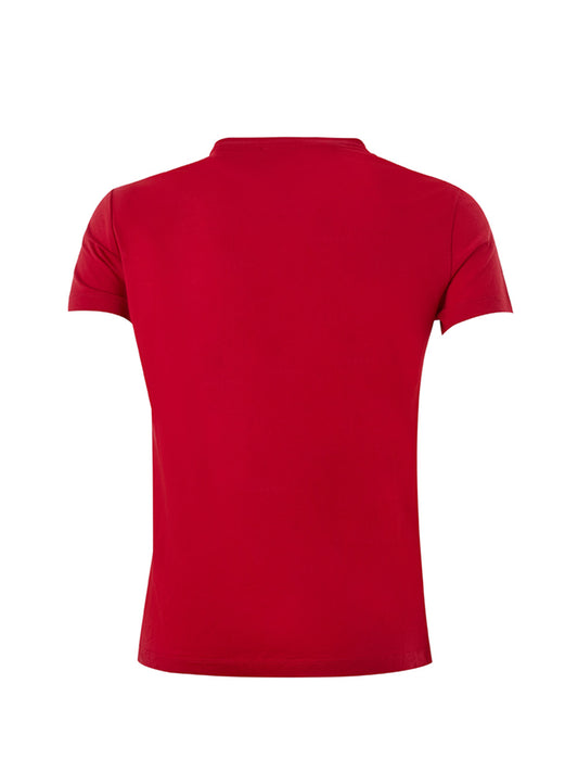 Eye-Catching Red Cotton Tee with Front Print