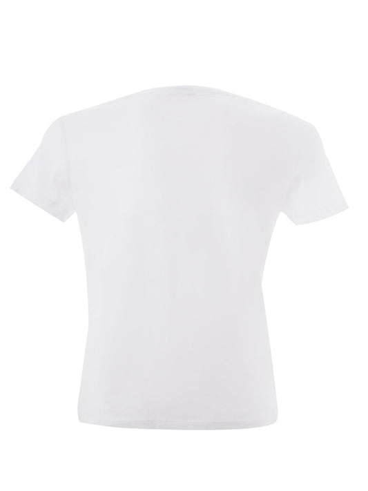 Elegant Eye Print Cotton T-Shirt in White