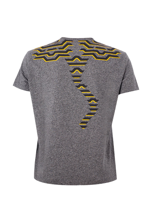 Chic Grey Cotton Tee with Iconic Tiger Emblem