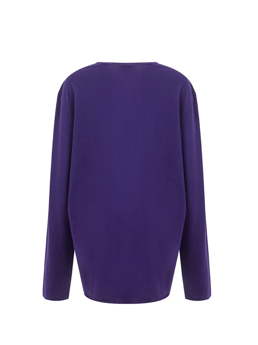 Violet Cotton Long Sleeves T-Shirt with Front Logo