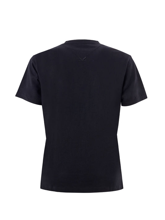 Black Cotton T-Shirt with Contrasting Front Logo