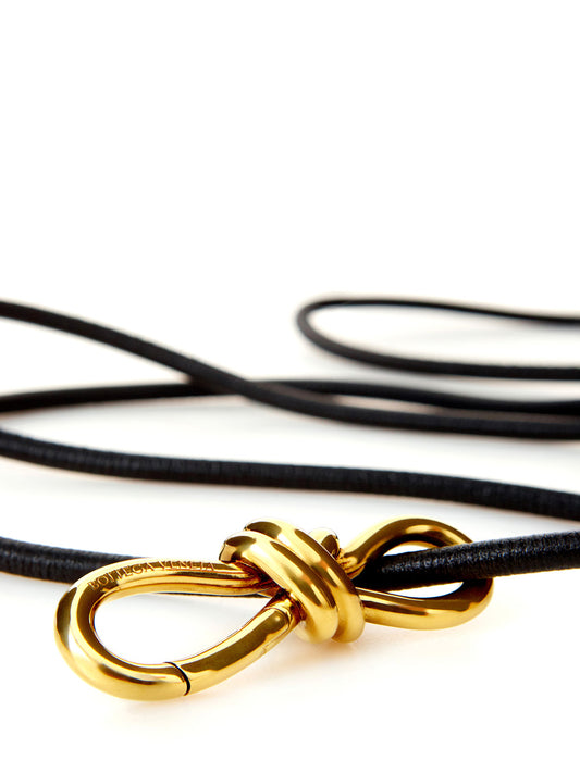 Elegant Black Leather Belt with Gold Accent