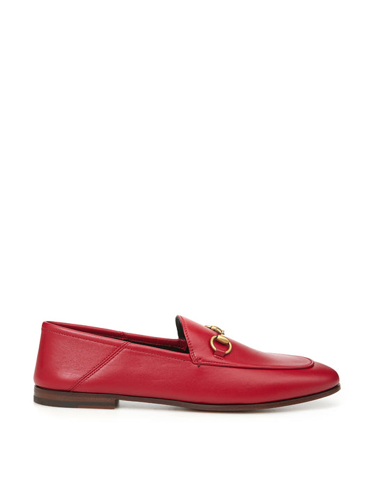 Elegant Red Leather Flat Loafers
