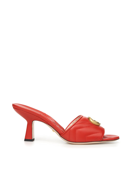 Red Leather Slider Matelassé Sandals