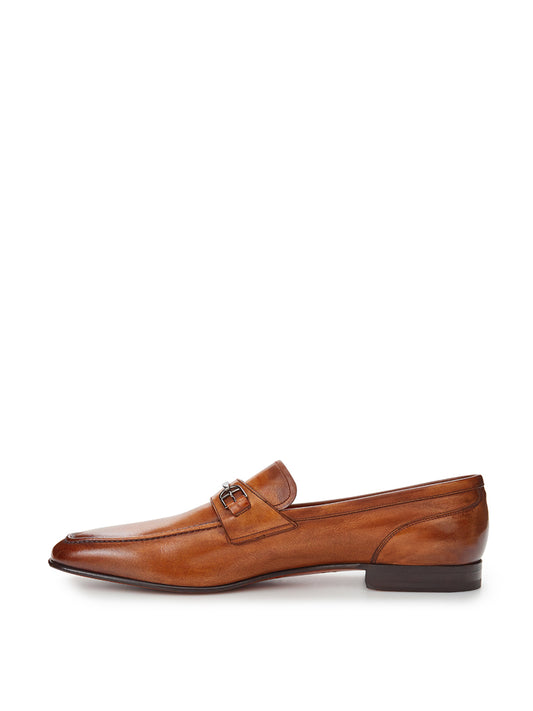 Elegant Tobacco Leather Loafers with Fade Effect