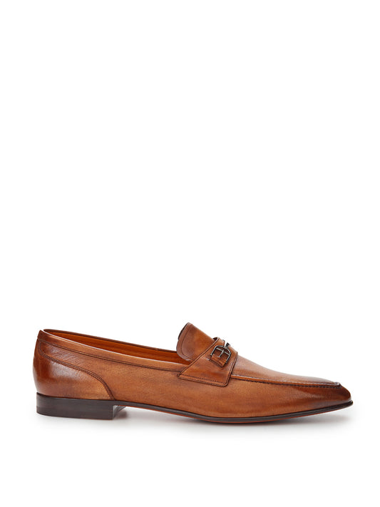 Elegant Tobacco Leather Loafers with Fade Effect