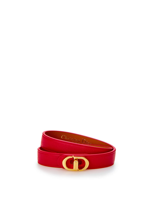 Red Leather Double Band CD Bracelet