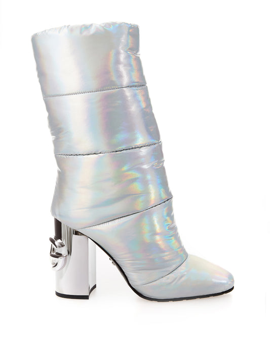 Silver Quilted Glamour Ankle Boots