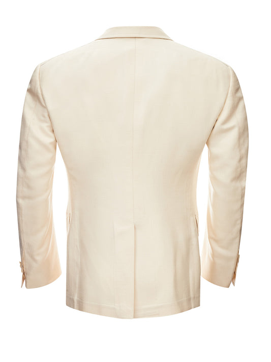 Elegant Beige Silk Blend Unstructured Jacket