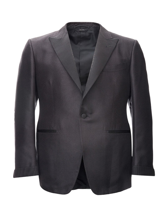 Elegant Black Silk Smoking Jacket