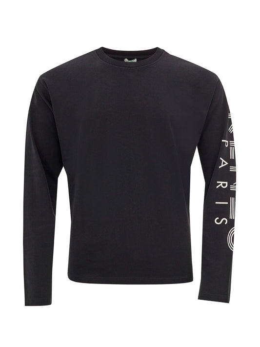 Black Cotton Long Sleeves T-Shirt with Logo