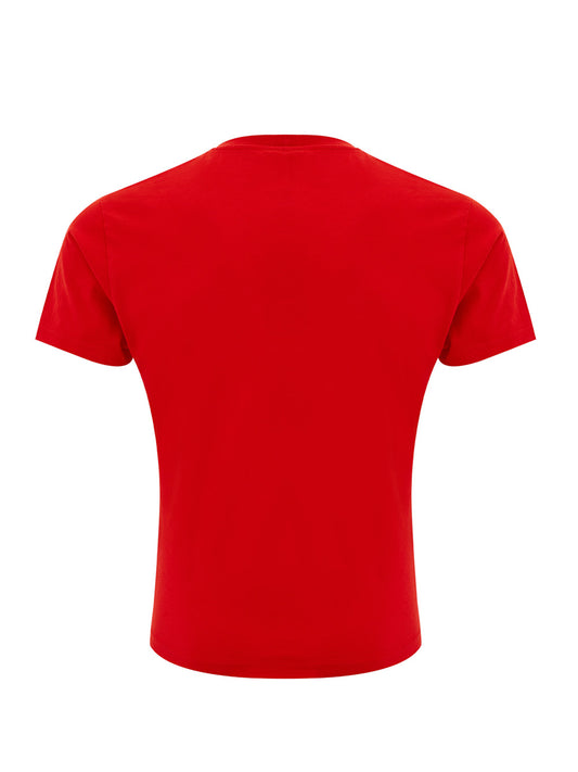Red Cotton T-Shirt with Front Tiger Print
