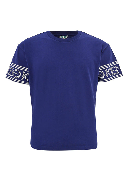 Violet Cotton T-Shirt with Logo on Sleeves