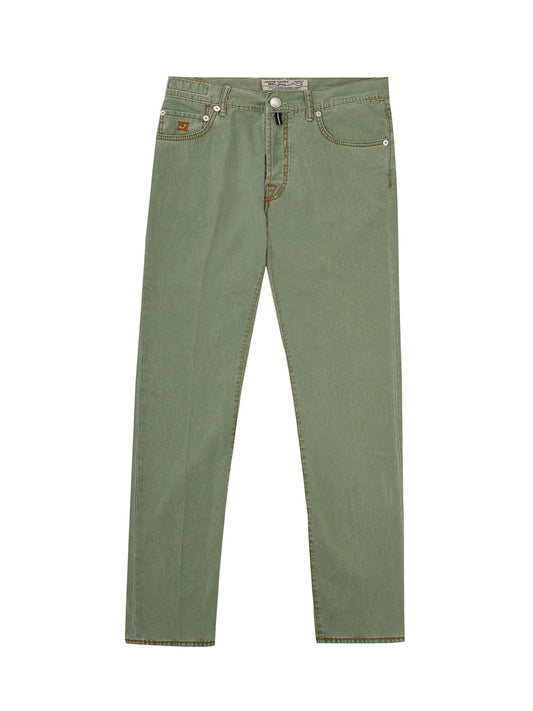 Washed Green Jeans Trousers