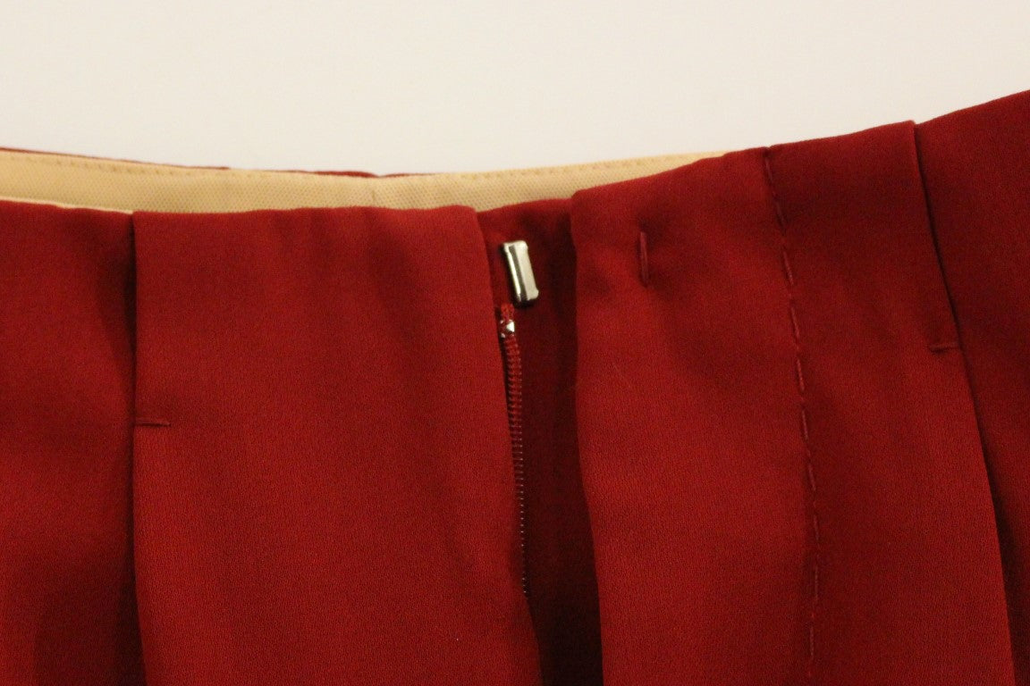 Chic Red Virgin Wool Dress Pants