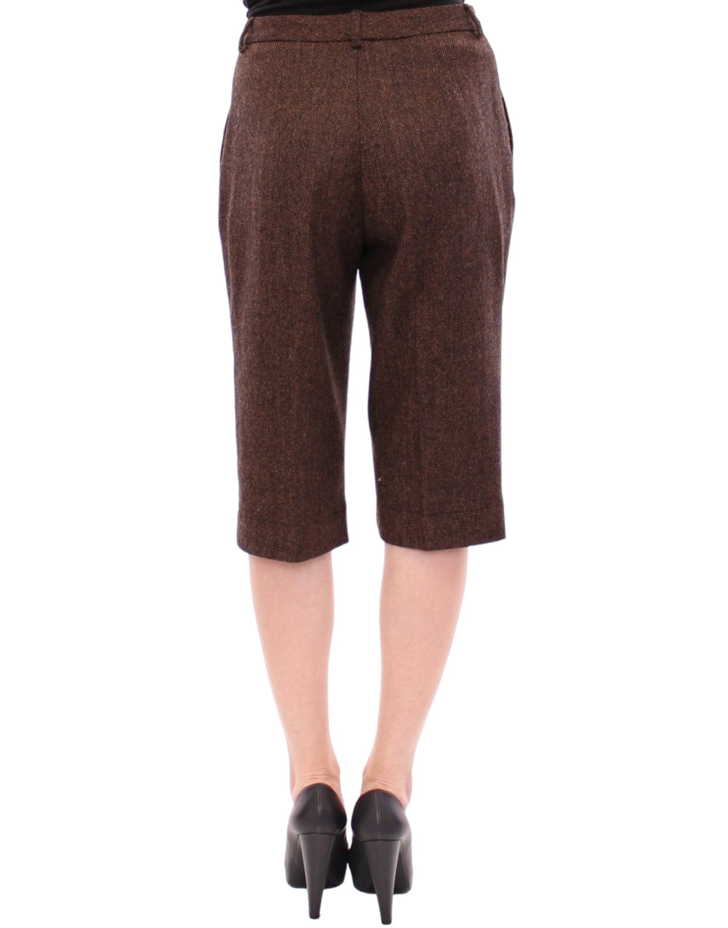Elegant Wool Blend Brown Shorts