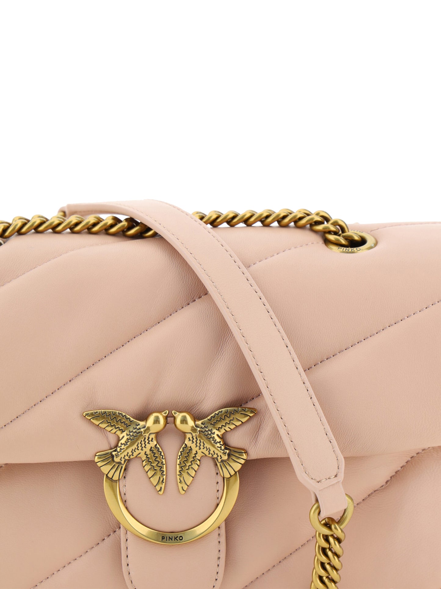 Elegant Light Pink Quilted Shoulder Bag