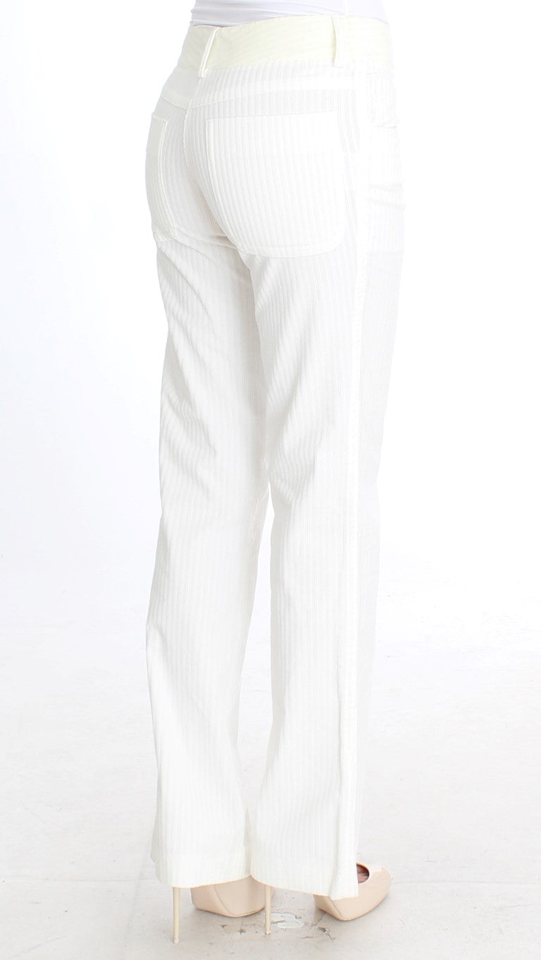 Chic White Striped Straight Fit Pants