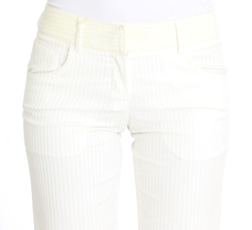Chic White Striped Straight Fit Pants