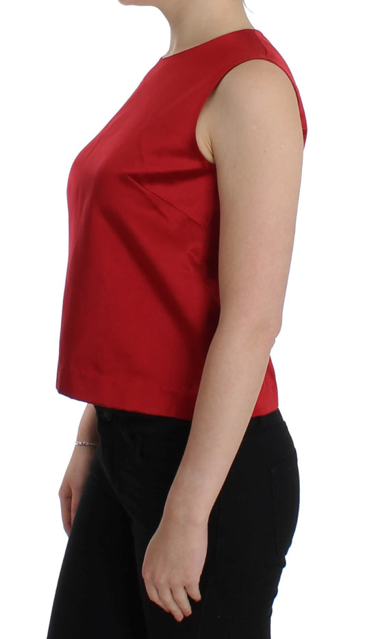 Elegant Red Silk Sleeveless Tank Top