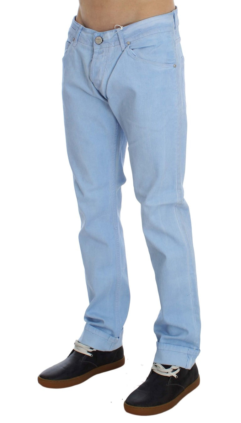 Blue Cotton Stretch Low Waist Fit Jeans