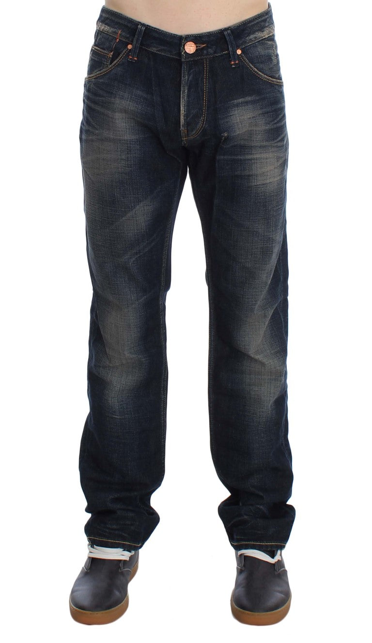 Blue Wash Straight Fit Low Waist Jeans