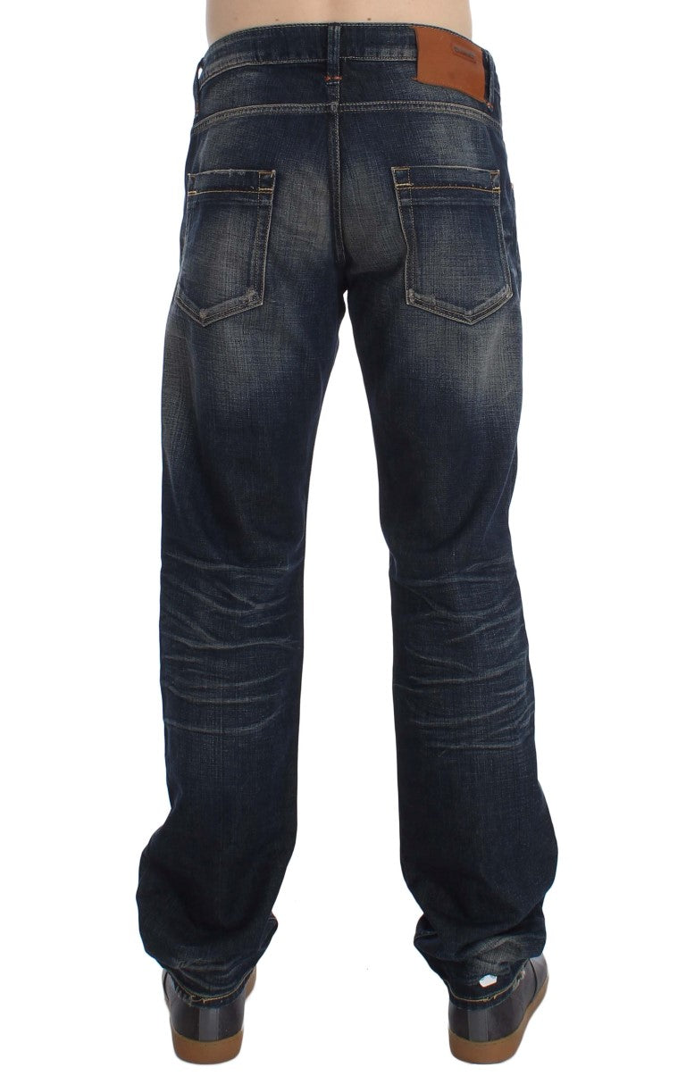 Blue Wash Straight Fit Low Waist Jeans