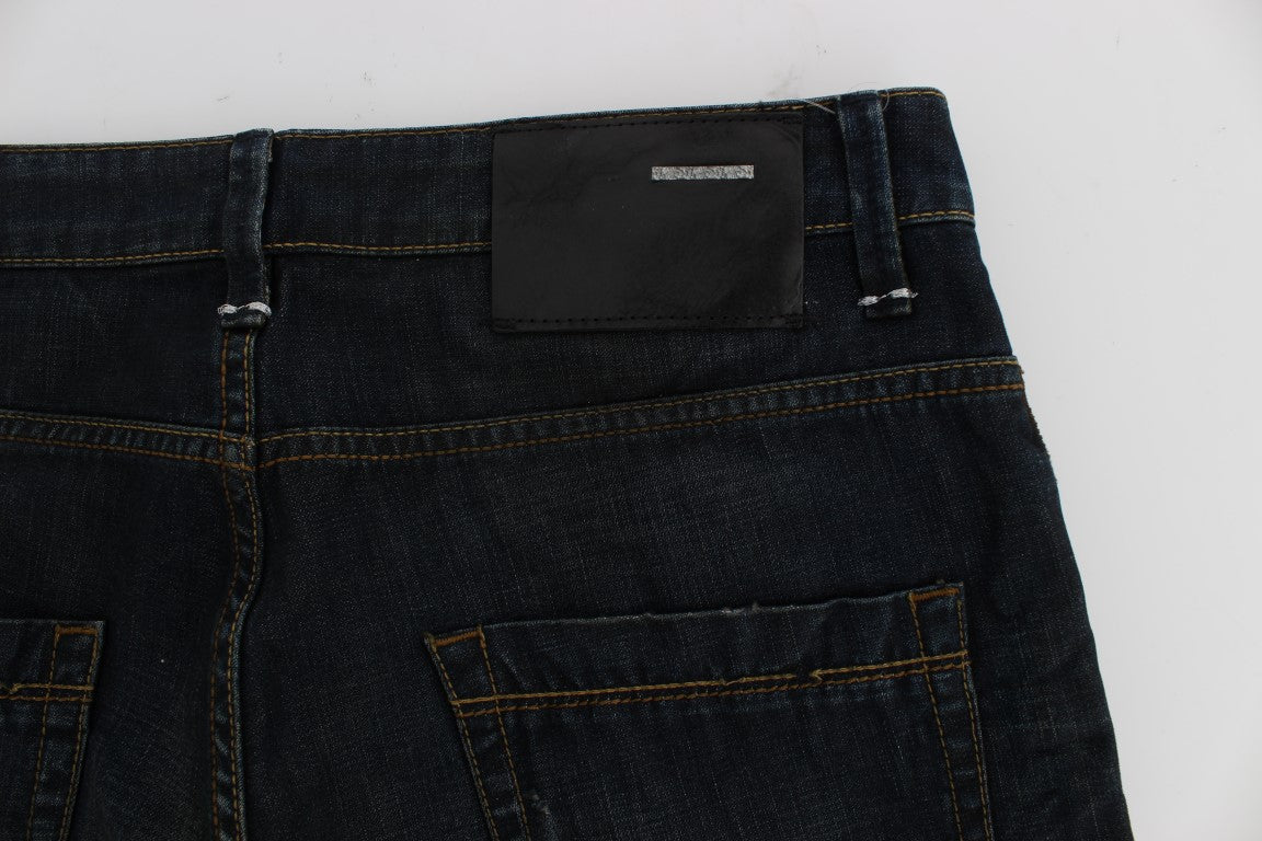 Blue Wash Cotton Denim Straight Fit Jeans