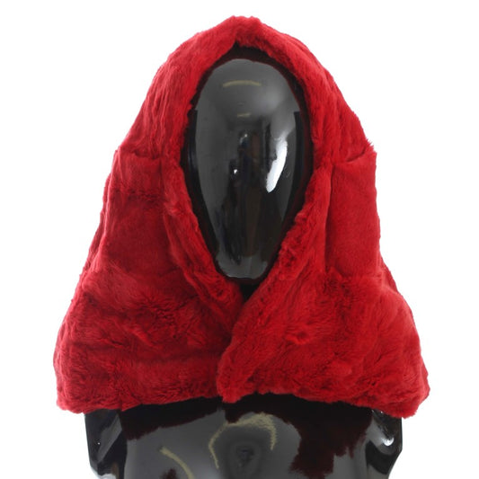 Exquisite Red Weasel Fur Hooded Scarf Wrap