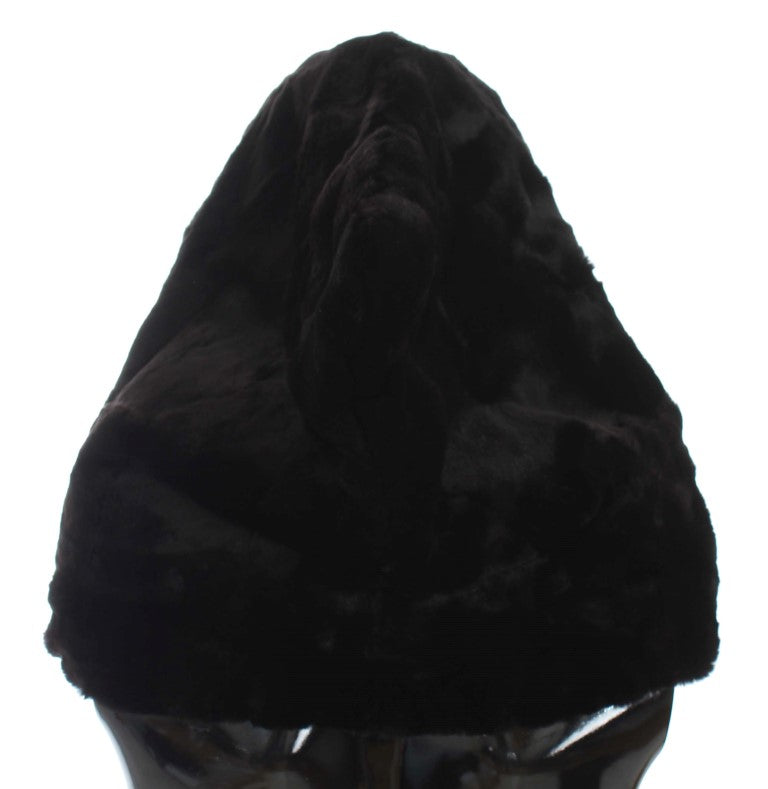 Chic Black Weasel Fur Hooded Scarf Wrap