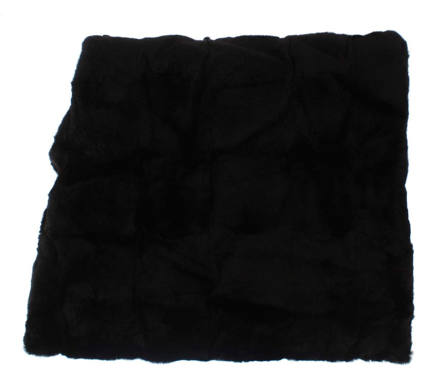 Black Weasel Fur Crochet Hood Scarf Hat
