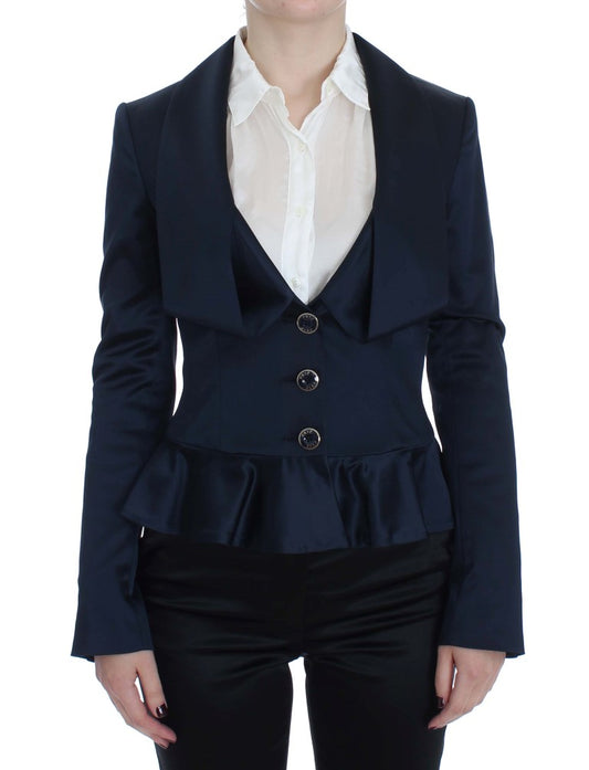 Elegant Blue Blazer Jacket with Designer Flair