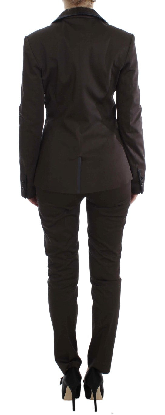 Chic Brown Cotton-Elastane Suit Set