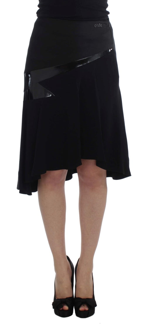 Chic Black and Blue Cotton Blend Skirt