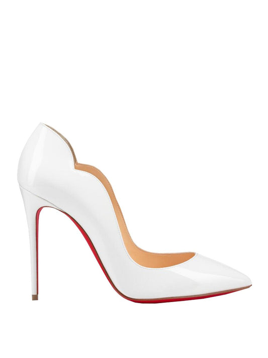 Sophisticated White Leather Pumps with Iconic Red Sole