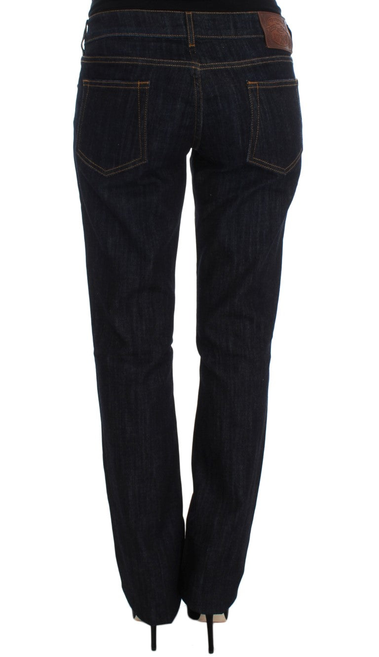 Blue Cotton Straight Fit Stretch Jeans