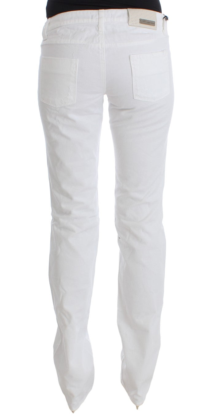 Chic Slim Fit White Cotton Jeans