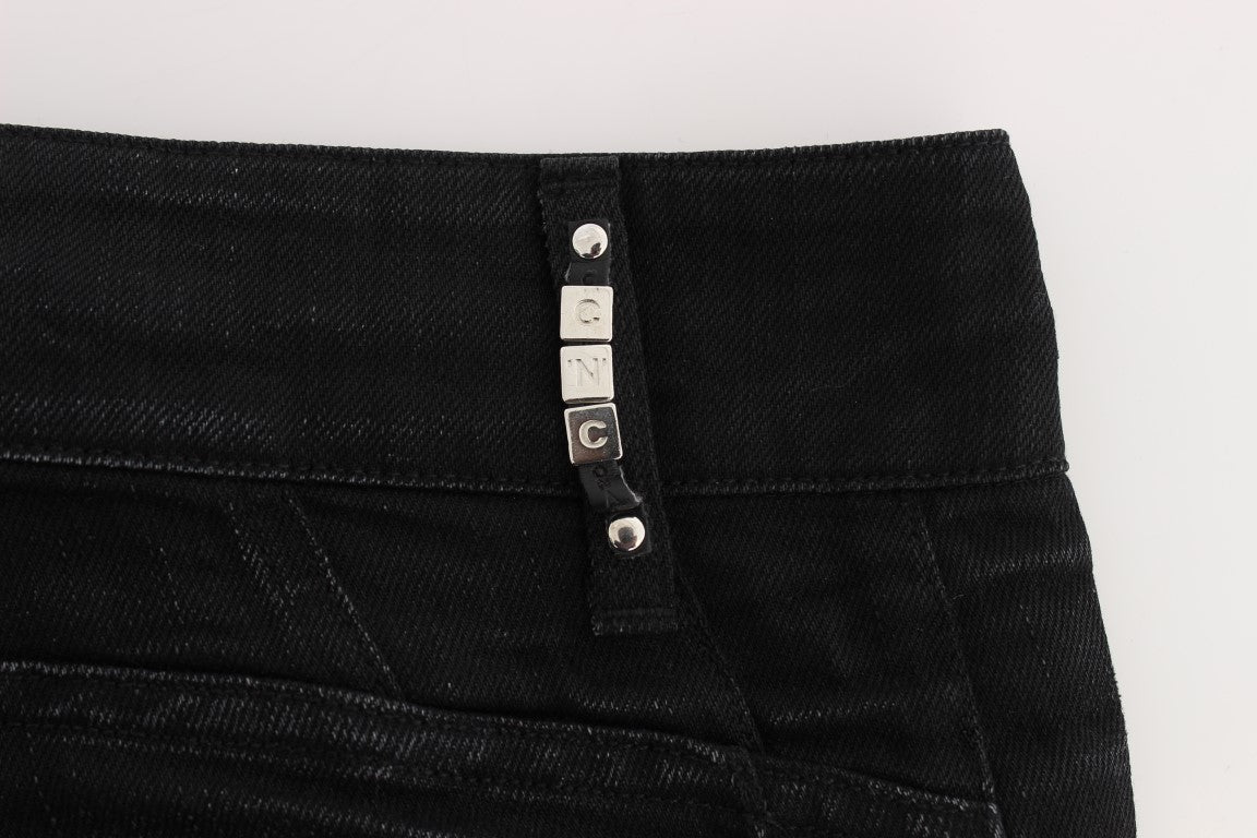 Black Cotton Slouchy Slims Fit Jeans